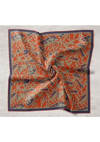 Twill Ipek Eşarp - 11419-46 Lacivert Kiremit
