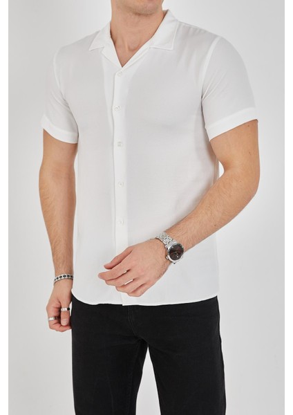 Erkek Slim Fit Polycotton Kısa Kol Gömlek