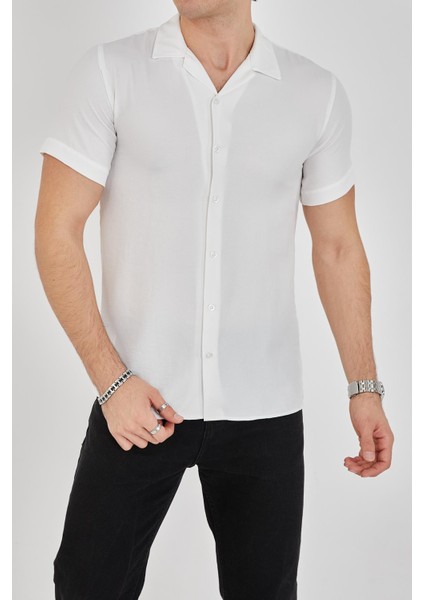 Erkek Slim Fit Polycotton Kısa Kol Gömlek