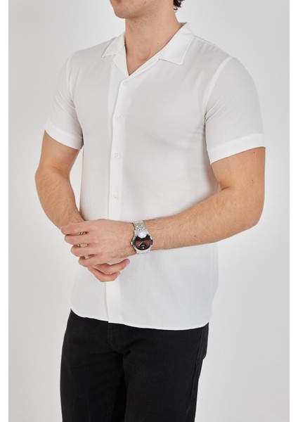 Erkek Slim Fit Polycotton Kısa Kol Gömlek