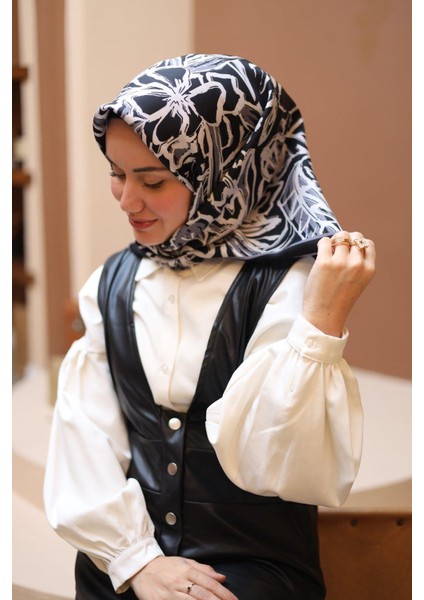 Twill Ipek Eşarp - 11419-40 Siyah Gri fırsatları