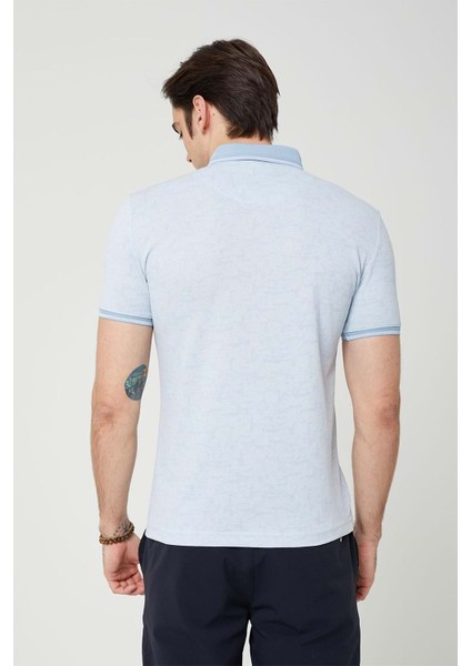Erkek Yakalı Buz Mavi Tshirt