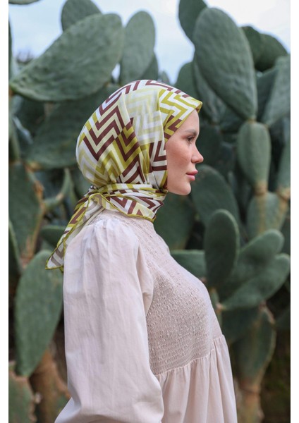 Lunaliner Desen Soft Eşarp Hardal Bordo 1166-13
