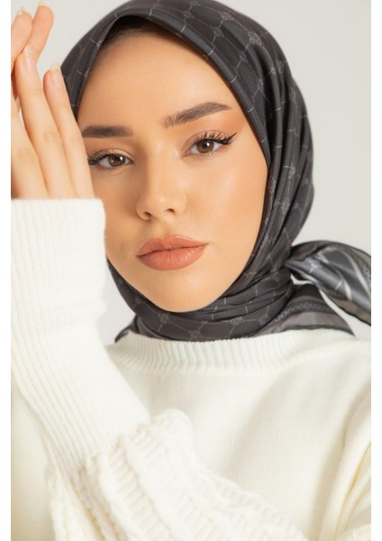 Twill Ipek Eşarp - 11393-25 Siyah Füme