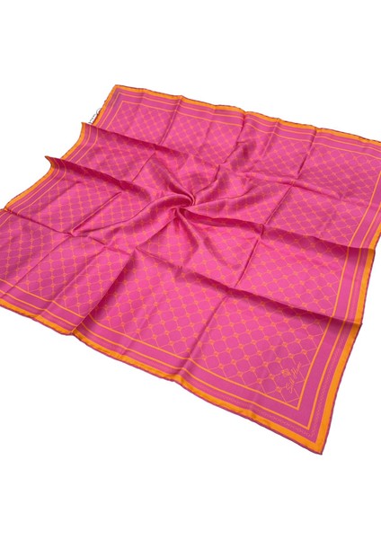Twill İpek Eşarp - 11393-40 Fuşya Turuncu