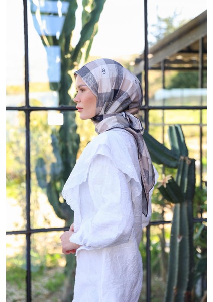Logo Desen Soft Eşarp Füme 1162-12