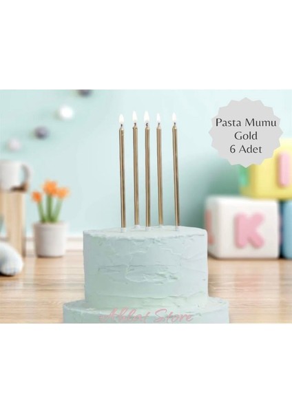 Pasta Mumu Metalik Altın Uzun 20 cm 6 Adet