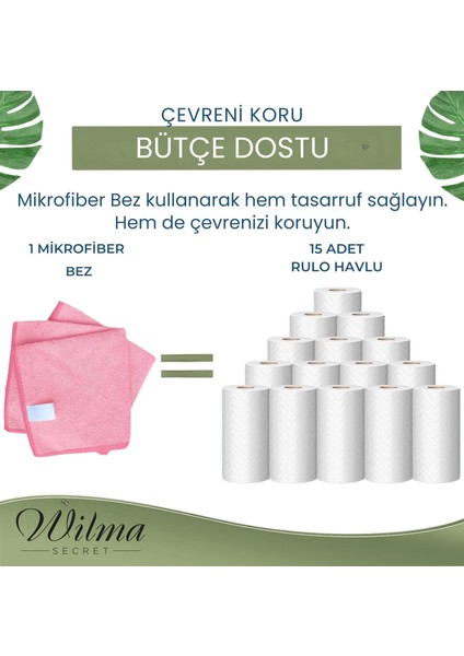 wilma secret Mikrofiber Temizlik Bezi Pro Pembe 40X40 cm - 5 Adet - 250 Gsm - Cam Bezi - Mutfak Bezi