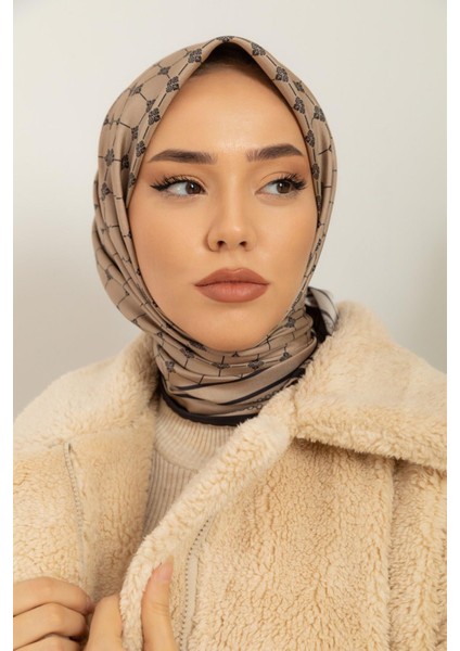 Twill Ipek Eşarp - 11393-15 Vizon Siyah