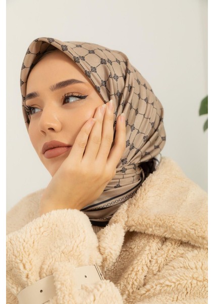 Twill Ipek Eşarp - 11393-15 Vizon Siyah