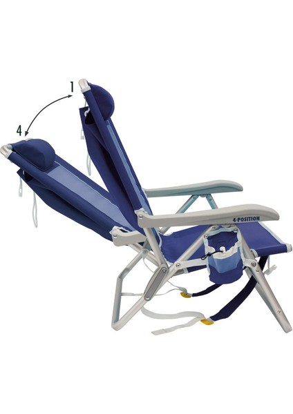 Gci Backpack Beach Chair 4 Kademeli Katlanır Kamp Sandalyesi