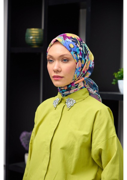 Harmony Collection Soft Eşarp Lacivert Sarı 1179-07