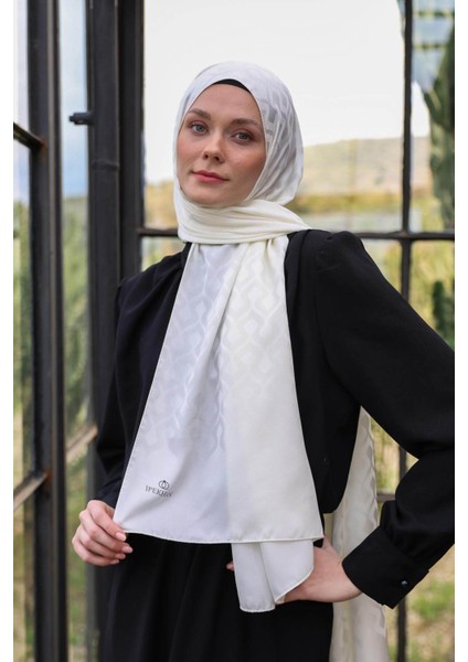 Damla Desen Ipeksi Jakar Şal Ekru 9012-07