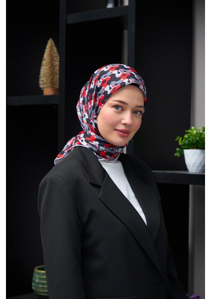 Harmony Collection Soft Eşarp Siyah Kırmızı 1178-11