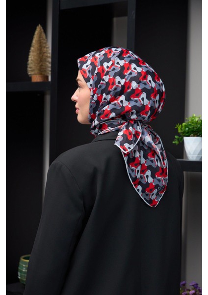 Harmony Collection Soft Eşarp Siyah Kırmızı 1178-11