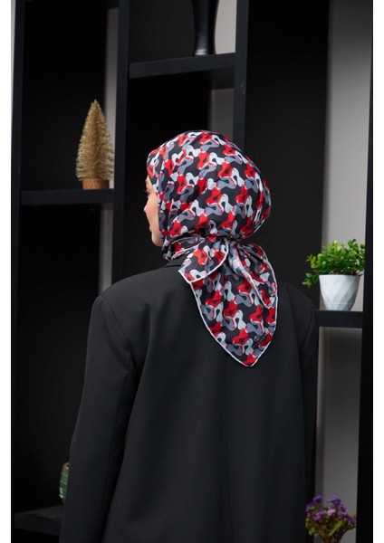 Harmony Collection Soft Eşarp Siyah Kırmızı 1178-11