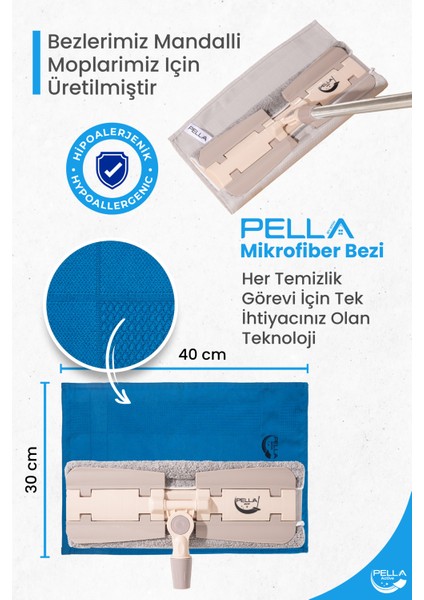 Pell By Erwa Pella Active Çamaşır Suyu ile Kullanılabilen Tek Mikrofiber Bez 3'lü Temizlik Bezi 40x30 cm