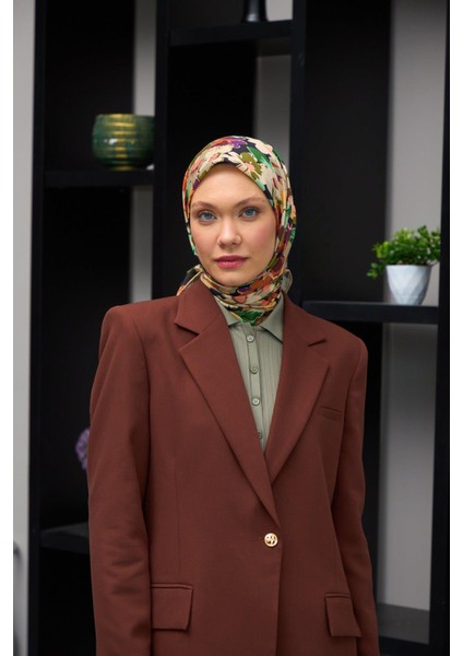 Harmony Collection Soft Eşarp Pembe Yeşil Lacivert 1179-05