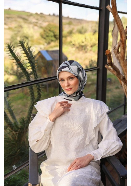 Canvas Desen Soft Eşarp Siyah 1164-14