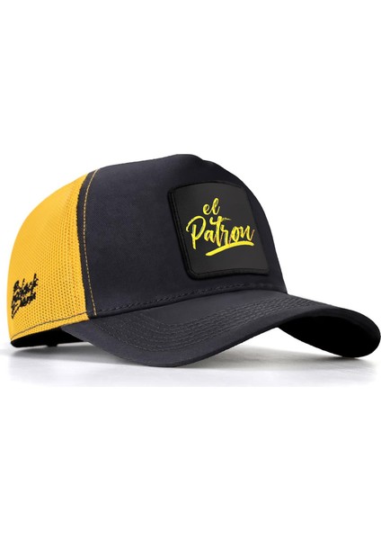 V1 Trucker El Patron - 1 Kod Logolu Unisex Koyu Antrasit-Sarı Şapka (Cap)