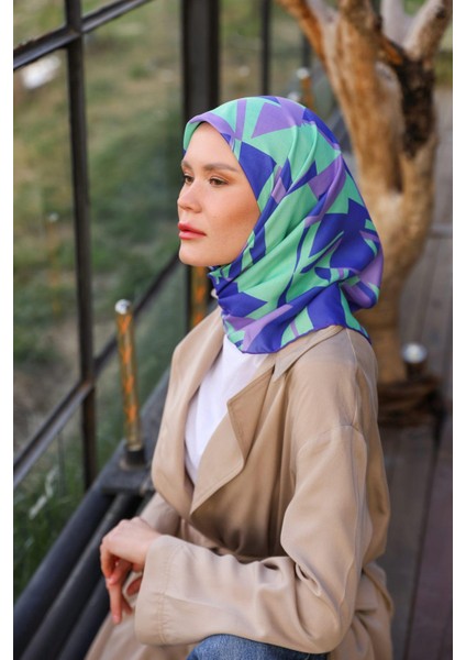 Canvas Desen Soft Eşarp Buz Mavi 1164-15