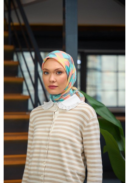 Harmony Collection Soft Eşarp Çelik Mavi Hardal 1181-07