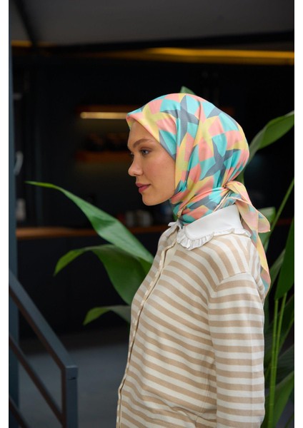 Harmony Collection Soft Eşarp Çelik Mavi Hardal 1181-07