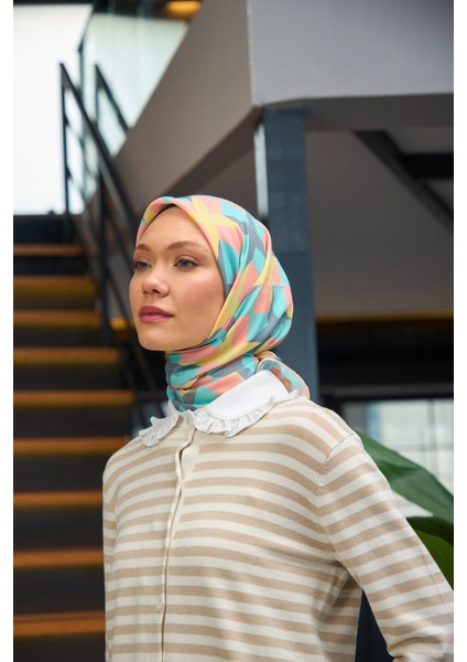 Harmony Collection Soft Eşarp Çelik Mavi Hardal 1181-07