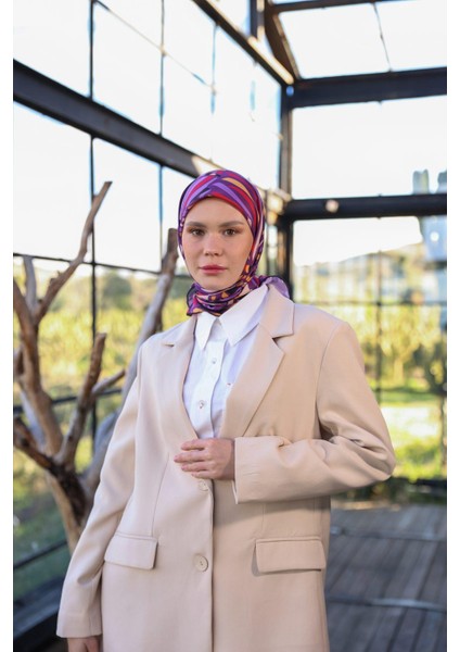 Poncy Desen Soft Eşarp Mor 1169-11