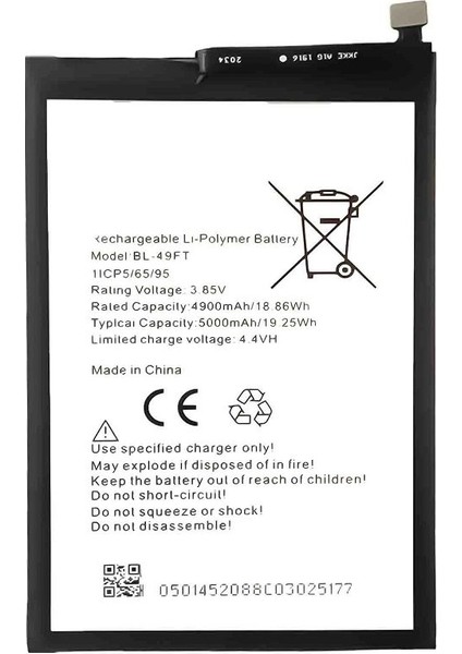 Tecno Spark 6 Go ile Uyumlu Ithal Pil BL49FT
