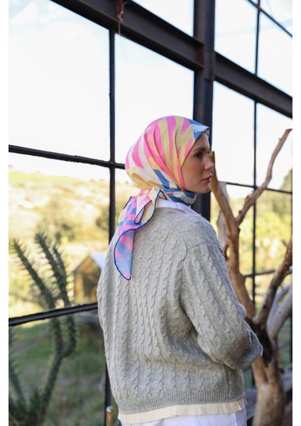 Amanda Desen Soft Eşarp Sarı Pembe 1170-13
