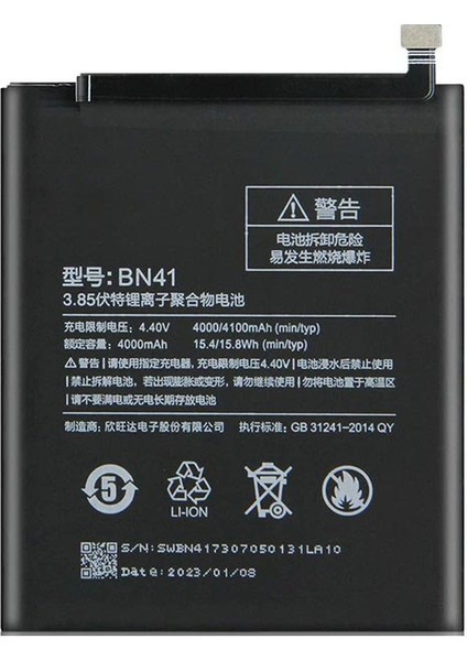 Xiaomi Mi Note 4 BN41 ile Uyumlu Ithal Pil