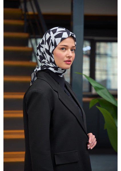 Harmony Collection Soft Eşarp Siyah Beyaz 1181-06