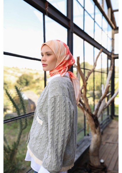 Amanda Desen Soft Eşarp Bej Turuncu 1170-15