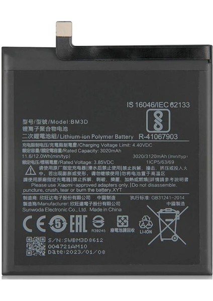 Xiaomi Mi 8 Se BM3D ile Uyumlu Ithal Pil