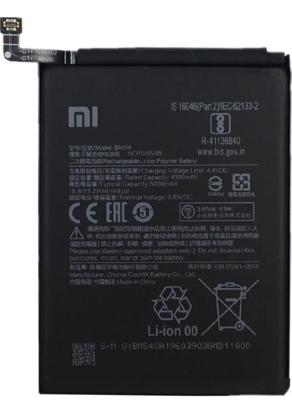 Tekno Prime Xiaomi Redmi Note 9t BM54 ile Uyumlu Ithal Pil