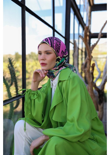 Boheme Collection Soft Eşarp Pembe Yeşil 1172-11