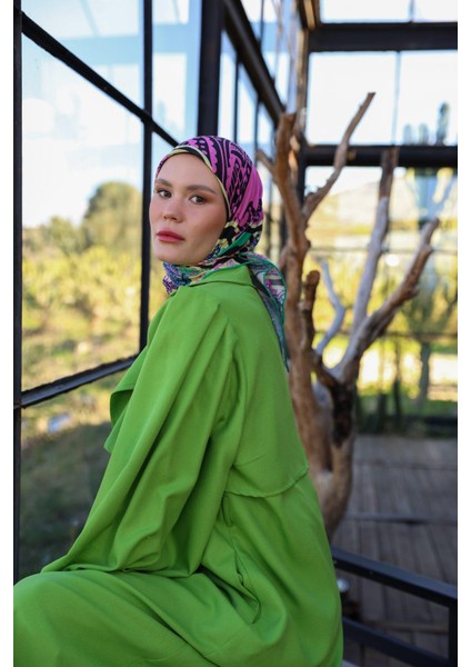 Boheme Collection Soft Eşarp Pembe Yeşil 1172-11