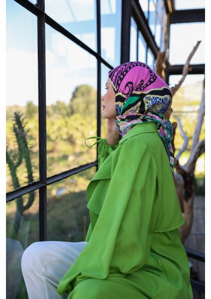 Boheme Collection Soft Eşarp Pembe Yeşil 1172-11