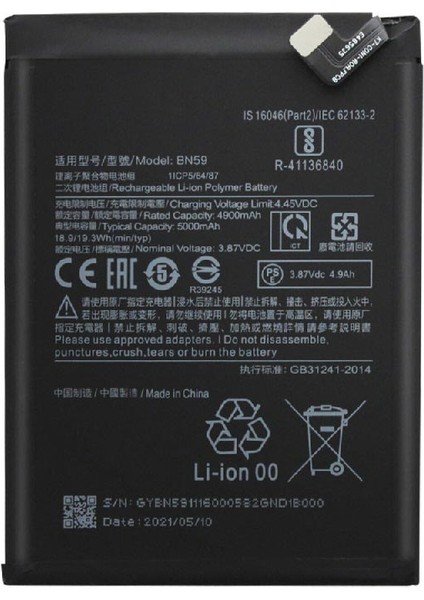 Xiaomi Redmi Note 10 BN59 ile Uyumlu Ithal Pil