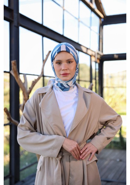 Boheme Collection Soft Eşarp Mavi Somon 1174-10