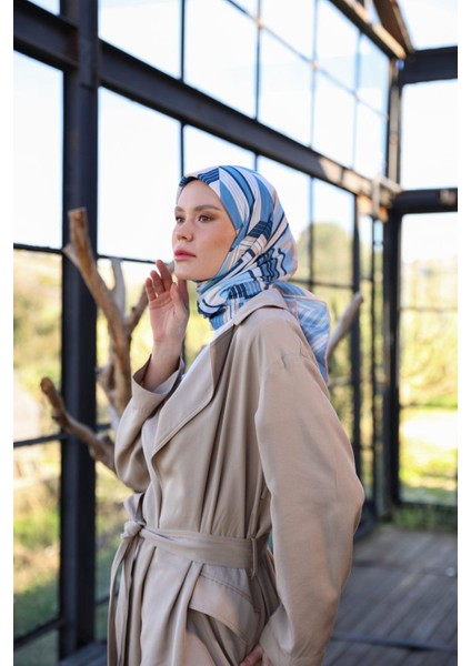 Boheme Collection Soft Eşarp Mavi Somon 1174-10