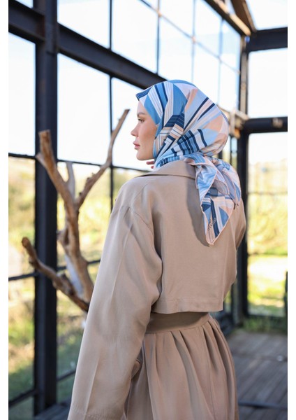 Boheme Collection Soft Eşarp Mavi Somon 1174-10