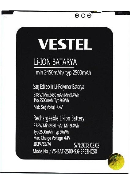 Vestel Venüs E3 ile Uyumlu Ithal Pil