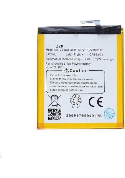 Vestel Venüs Z20 ile Uyumlu Ithal Pil