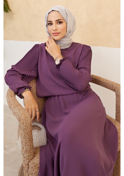 Kolları Piliseli Etek Tunik Takım - Leylak
