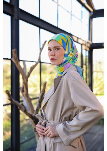 Boheme Collection Soft Eşarp Yeşil Mavi 1174-07