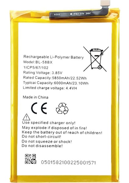 Infinix Hot 10 Play ile Uyumlu Ithal Pil BL58BX