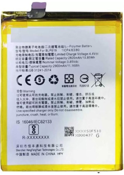 Oppo A57 ile Uyumlu Ithal Pil BLP619