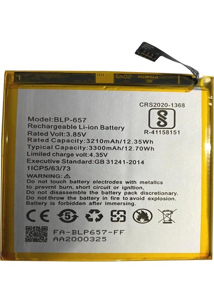 One Plus 6 ile Uyumlu Ithal Pil BL657